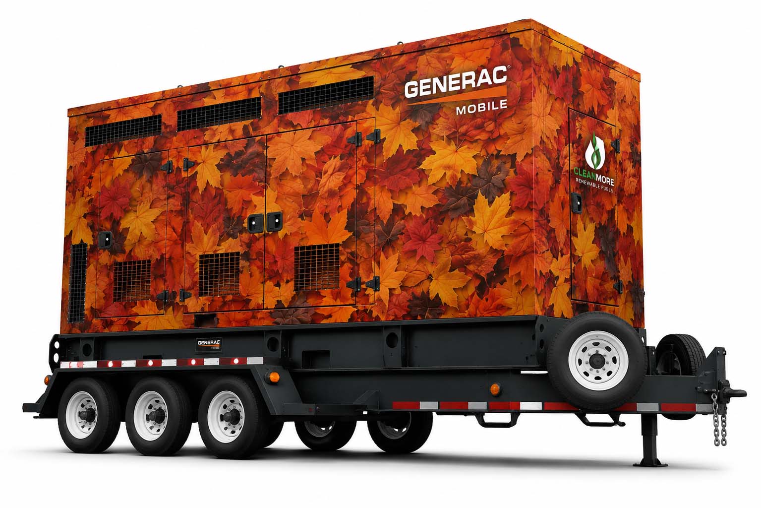 Autumn leaf wrap on a large mobile commercial generator rendered concept