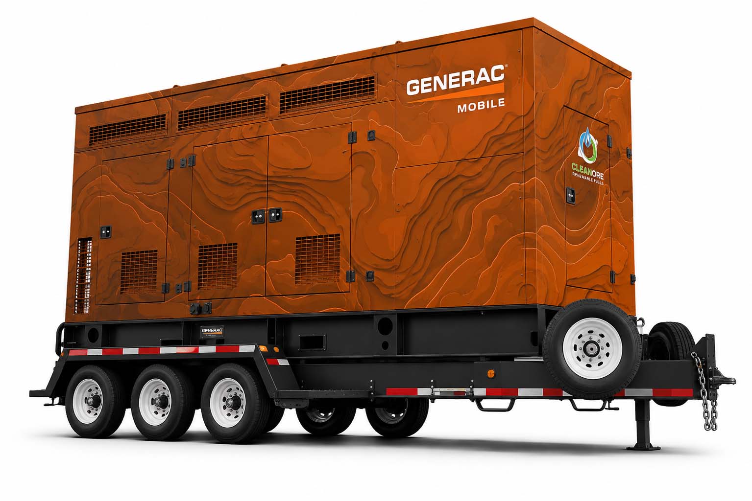 Orange topographic wrap on a large mobile commercial generator rendered concept