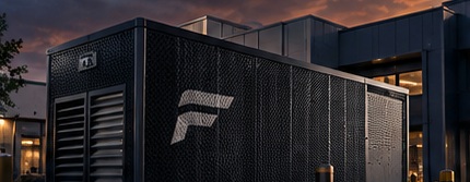 Dark technical wrap shown on a commercial generator