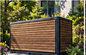 Wood-look wrap shown on a residential generator